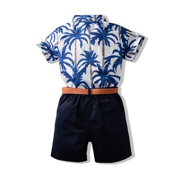 1-6Y dijete dječaka ljetni outfit skup havajski stil kratkih rukava gumb dolje + majica i kratke hlače + struk grupa kostime