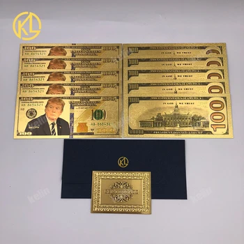 10 kom./lot Gold 999,9 novčanica Donald Trump i prva dama Мелания metalni pozlaćeni papirni novac za božićne darove