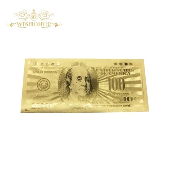 10 kom./lot suvenir Amerika USD 100 dolara Zlatna novčanica u 99,9% je zlatna folija Bill replika za zbirke