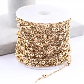 10 metara/rola 3 mm loptu perle od nehrđajućeg čelika zlatni nakit lanci za ogrlice i narukvice izradu Diy naušnice isporuke