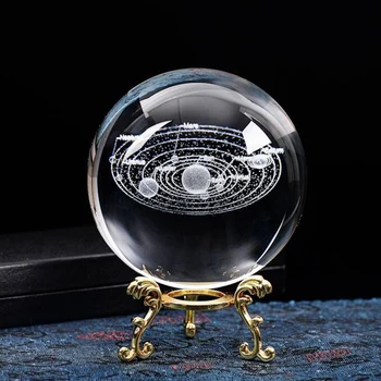 100 mm K9 3D kristalnu kuglu Solarni sustav kristalnu kuglu minijaturni laserski home dekor stakleni globus stolni ukras poklon fotografija