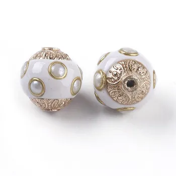 10шт okrugli indonezijski perle, ručni rad s metalnim nalazima i smola za izradu nakita DIY zaključke 14x14mm rupu: 1.5 mm