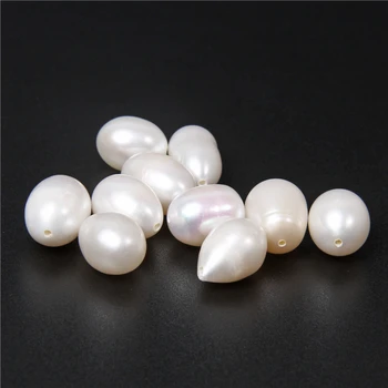 11-12 mm polovica bušenih prirodni biseri, perle za izradu nakita su naušnice veliki pad Bijela slatkovodni Ovalni biseri pribor DIY 2 kom.