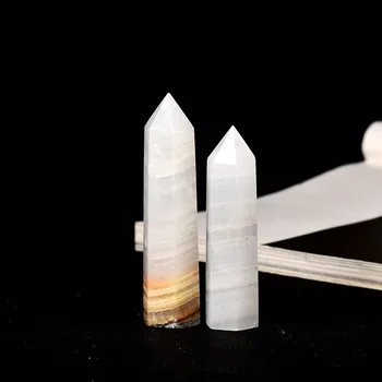 1pc prirodni Kristal točka mramor liječenje obelisk svjetlo bijelo quartz Crystal stick kućni ukras reiki energija piramida DIY Gifi