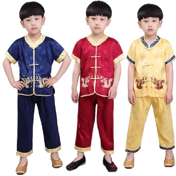 2019 Baby Boy odjeća Odijela kineske tradicionalne nošnje djeca kardigan košulja hlače 2 kom. Tang odijelo skup soft vez tees