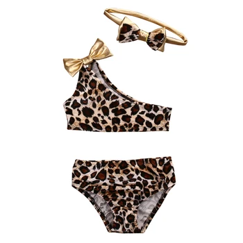 2019 topla slatka 3 kom. djeca girl Leopard s ramena luk bikini set kupaći kostim kupaći kostim casual odjeća skup