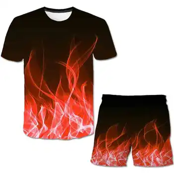 2020 3D The flame whirlpool poliester dječaci odjeća setovi dječak je ljeto vruće prodaja majica i kratke hlače komplet odjeće djeca 4-14 godina