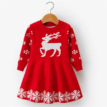 2020 Djevojka Pletene Džemper Djeca Božićno Odjeća Dugih Rukava Džemper Haljina Nova Godina Kostim Princeza Haljina Ball Haljina Vestido