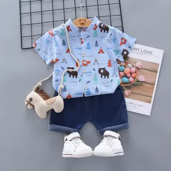 2020 ljeto novi dečko crtani dinosaur košulja kratkih rukava odijelo dječak dijete mali gospodin rever dječje odjeće setovi