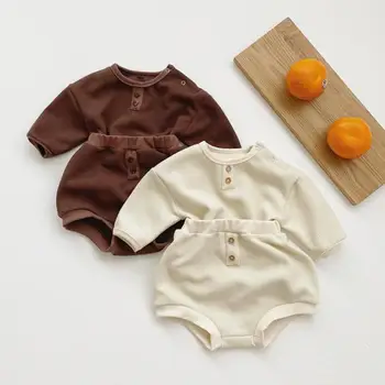2020 Nova jesen Baby Girls Boys Odjeca Sets pletene majice s dugim rukavima majice+pp kratke hlače beba Baby Boys Girls Clothes Set
