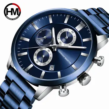 2020 ružičasto-plavi remen od nehrđajućeg čelika višenamjenski poslovni kalendar kvarc vodootporan top brand luksuzni ručni satovi za muškarce
