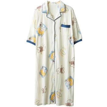 2021 novi godišnji kardigan spavaćica za žene pamuk kardigan košulje, spavaćice Femme plus size 4xl spavaćica Glavni pidžama