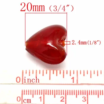 20шт tamno crvena ljubav Srce лэмпворк staklene perle stvaranje komponente 20x20mm