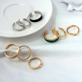 3 kom./compl. novi korejski jednostavnih geometrijskih prsten za ženski zlato srebro boja metalnih karika витое Otvaranje okrugli prstenje nakit poklon