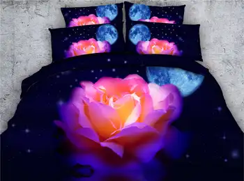 3D galaxy flower komplet posteljinu deka deka, posteljina, twin, full queen king cal king size djevojke uređenje spavaće sobe ljubičasta