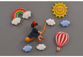 3D magnete za hladnjak naljepnica smole kreativni crtani slatka mala vještica djeca darove uređenje doma