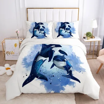 3D morske Delfin setovi posteljinu deka kit Dunja sjedalo duvet pokriva jastučnicu Kraljica puna Soba jednokrevetna veličina posteljina
