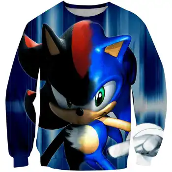 3D Print Sonic Boys O-izrez majica cool anime dugi rukav Sonic Shadow Repovi hoodies likovi slika dječji pulover