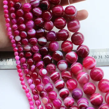 4-14 mm prirodni cijele pink prugasta Ahat bend Oniks perle za izradu nakita perle 15