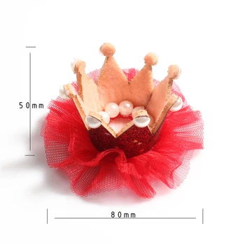 50 kom./lot 6 boja novorođenče 3D filc djeca Crown+mreža cvijet za djevojčice pribor za kosu sjaj filc Kruna za prvi rođendan šešir