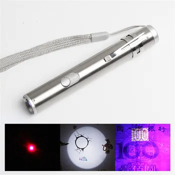 50 kom. / lot USB-punjive 3 u 1 Mini džepni ručka isječak led svjetiljka UV detektor novca Crveni laserski pokazivač Mjesec oblik svjetiljku