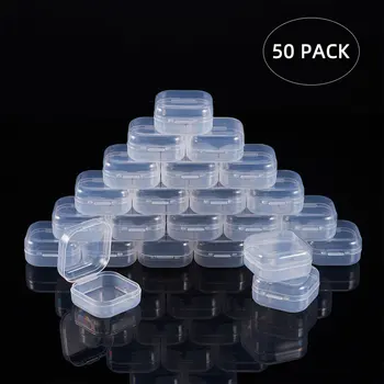 50шт prozirni plastični kocka zrna spremnici za pakiranje nakita prikaz Box 3.5x3.5x1.8cm