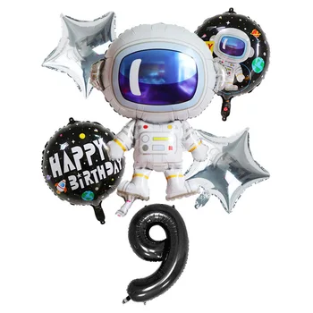 6pcs prostor college astronaut baloni broj фольгированных balona 1st Birthday Party Boy Kids Birthday Party Decor helij глобалы