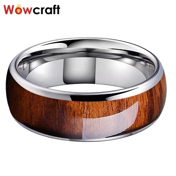 8 mm Koa priroda stablo inlay karbida volframa prsten za muškarce zaručnički prsten polirani sjajna comfort Fit