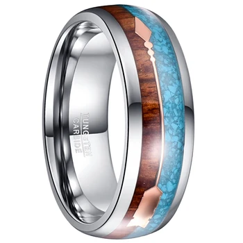 9 mm, srebrna boja Volfram stablo prsten za muškarce nakit plavi opal stablo muški vjenčani par obećanje prstenje