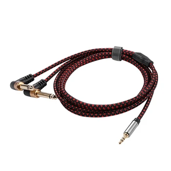 90 stupnjeva 3,5 mm do dvostrukog 6,5 mm adapter Jack o kabel pravokutni Y Splitter AUX o kabel za pojačalo zvučnika 2 m