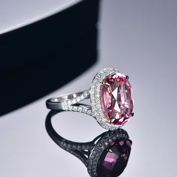 925 sterling srebra ružičasti turmalin dragulj prstena za žene moda vjenčanje CZ podesiv prsten srebrni nakit veleprodaja