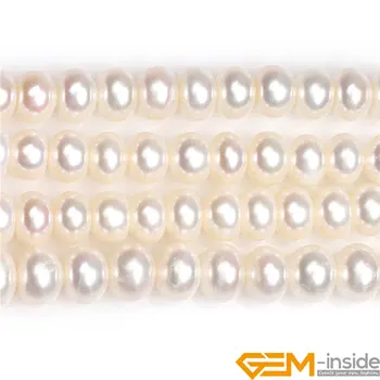 AAA klase 6x8 mm, bijela Rondelle prirodni slatkovodni kultivirani biseri Heishi Spacer perle DIY perle za izradu nakita Strand 15