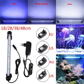Akvariju Akvarij 9/12/15/21 LED Light SMD5050 plava/bijela 18/28/38/48 cm bar potopna vodootporan isječak lampa dekor EU nožica