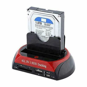 All In One Dual Bay 2.5 Inch 3.5 Inčni HDD Docking Station SATA USB 2.0 To IDE, SATA Hard Disk OTB Cloning Dock With Card Reader