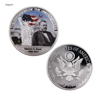 Američki novčić suvenir darove 18. AMERIČKI predsjednik Ulysses S. Grant je memorijalni novčić obrt za zbirke