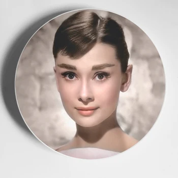 Audrey Hepburn Ukrasiti Uređenje Zidova Visi Jelo Ploče Zida Keramički Disk Potrošačke Zanat Ploče Foto Ploče