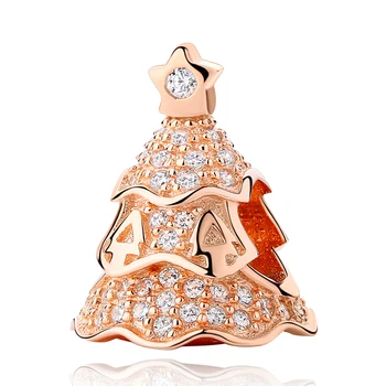 Autentična 925 sterling srebra perle Šarm Crystal Šarm rose gold jasno CZ Fit originalni narukvica žene Diy nakit 2019