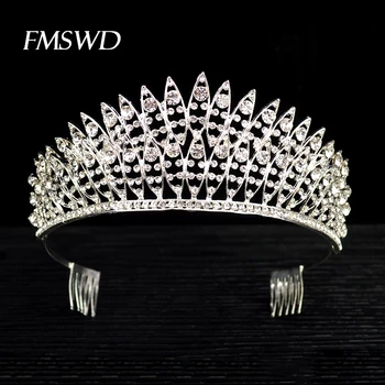 Berba srebrne boje baroka gorski kristal mladenka tijara Crystal Kraljica Crown vjenčanja tijara ukras glave pribor nakit za kosu