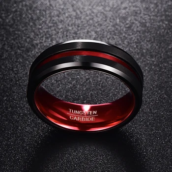 BONLAVIE muška 8 mm crna i crvena karbida volframa prsten mat izgleda skošene ruba veličina 7 do 16 vruće надувательство AAA kvalitete