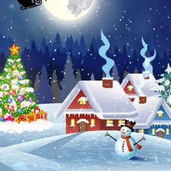Božićno selo Snježne vanjsko drvce sa dekoracijom zvona dar ispis Šumarstvo slika