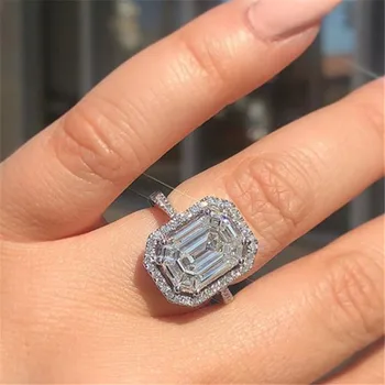 CC vjenčano prstenje za žene 3.5 karat kubni cirkonij pravokutnik Princeza prsten angažman moda Anel nakit CC2395