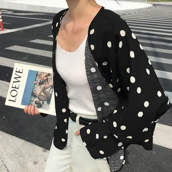 Cheerart Grašak Bluza Žene Crni Kimono Kardigan Korejski Posteljina Ženska Gornja Odjeća Košulje Femme Jesen 2018