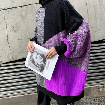 CHICEVER svakodnevne slobodne veste za žene водолазка Batwing dugi rukav geometrijski hit Boja puloveri ženski moda nova odjeća