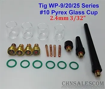 CHNsalescom 21 kom TIG сварочная plinski leća #10 Pyrex Stakla Cup Kit za WP-9/20/25 2.4 mm 3/32