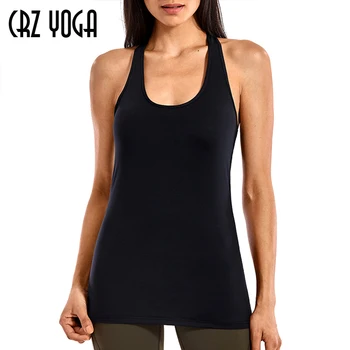 CRZ joga Ženska joga četkom majice s ugrađen grudnjak Racerback Activewear sportske majice
