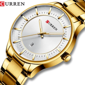 CURREN luksuzni zlatni poslovne kvarcni satovi muški ručni sat s remenom od nehrđajućeg čelika modni automatski sat s datumom gospodo klasični ručni sat