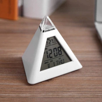 Digitalni alarm je mali LCD пирамидальный alarm 7 boja promjena desktop Desktop sat termometar sa funkcijom ponavljanja