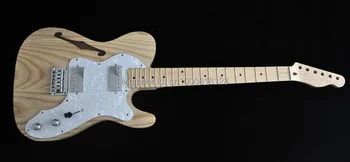 DIY Electric Guitar Kit Vintage ' 72 TL Thinline Guitar Semi-Hollow Ash Body With F Holes Maple Neck 21 FretsTruss Rod adjust