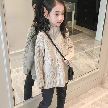 Djevojke džemper 2020 novih korejski djecu velike djeca slobodna proljeće i jesen pletenje debela linija djevojka strani stil twist Kos
