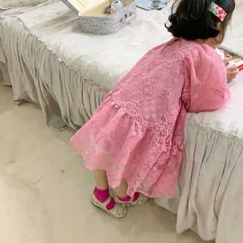 Djevojke Čipke Princeza Haljina Za Proljeće Moda 2021 Dječja Odjeća Baby Girl Vez Dugih Rukava Haljina S Domaćim Prslukom